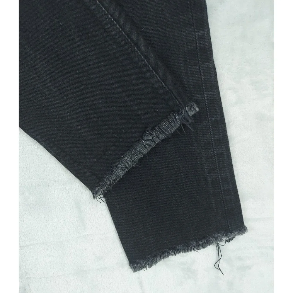 Raleigh Denim Martin Fit Selvedge Black Raw Hem‎ 31x26 Jeans Cropped Button Fly